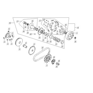 Accouplement de variateur Kymco Carry 4 temps noir