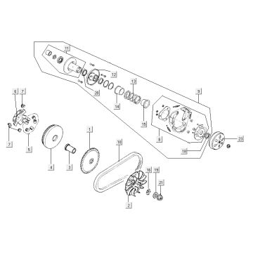 Accouplement de variateur Kymco City 16' 4 temps gris foncé