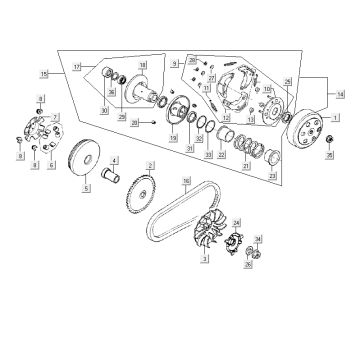 Accouplement de variateur Kymco Delivery 4 temps blanc