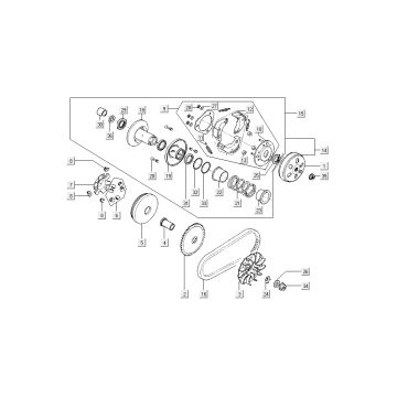 accouplement de variateur Kymco Super8 4 temps à partir de 2009 Noir mat