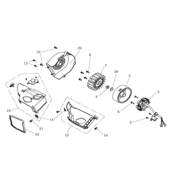 Allumage - Stator - Volant China Ape 50 4T AC blanc