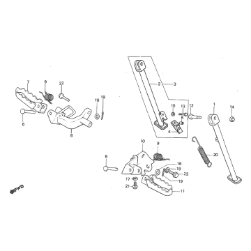 Marchepied- Béquille latérale Honda MT50