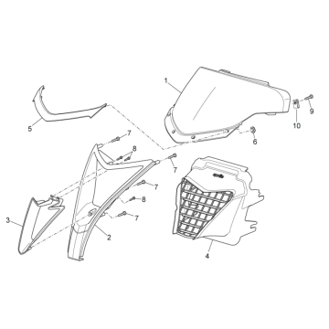 Carénage avant Aprilia SR 50 2T LC (injection et carburateur) 2004-2009 argent