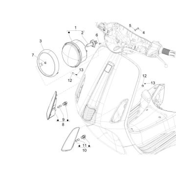 Optique de phareVespa Primavera 4 temps 3 soupapes (injection euro4 iget)
