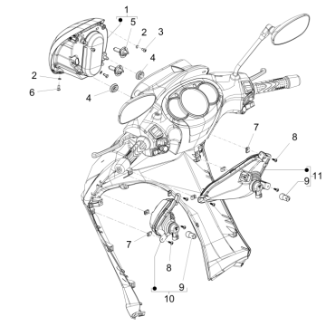 Feux avant - Piaggio Beverly 125 RST 4T 4V IE E3 2010-2015 (EMEA)