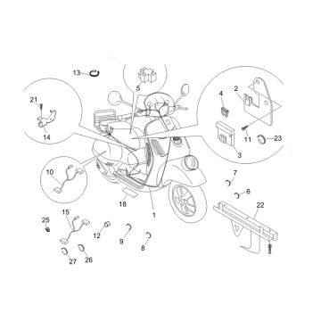 Groupe de câbles principaux Vespa GTV 250 4T 4V IE