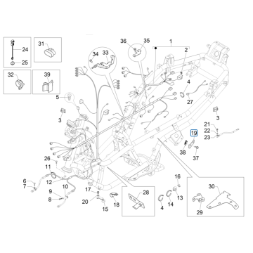 Groupe de câbles principal Piaggio MP3 350 Maxi sport E4 ABS 2018-2020 (EMEA)