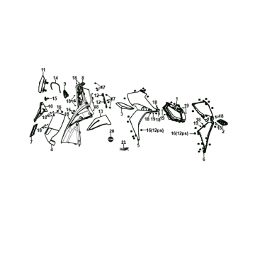 Feux clignotants plaque intérieure Sym Jet 14 bleu (BU-289S)