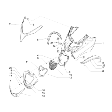 Face avant Piaggio MP3 500 LT Sport 2014-2016 Noir mat 93/B