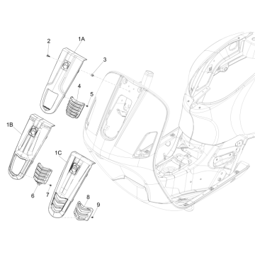 Plaque avant Vespa GTS 300 ie 2008-2016 (avec et sans ABS) noir 85/B