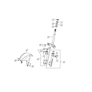 Fourche avant Kymco Super9 2t lc om noir mat-argent