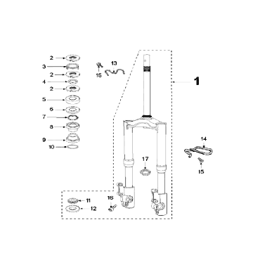 Fourche avant - Headset Peugeot Speedfight 3 AC Noir