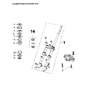 Fourche avant - Headset Peugeot Citystar 50 Black