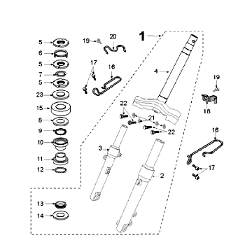 Fourche avant - Jeu de direction Peugeot Kisbee RS White