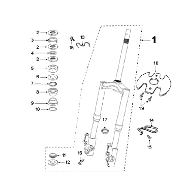 Fourche avant - Jeu de direction Peugeot Speedfight 3 4 temps gris