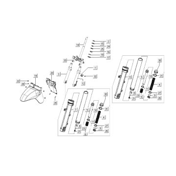 Fourche avant - Garde-boue avant Kymco Like 4 temps diamant blanc comme T T