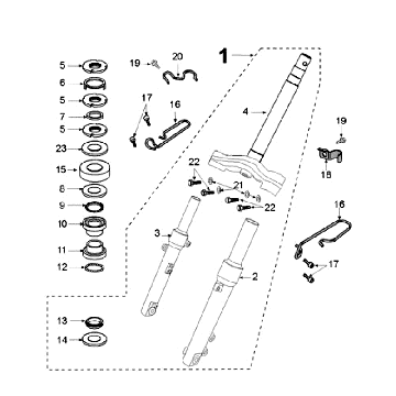 Kit fourche avant Peugeot Kisbee marron