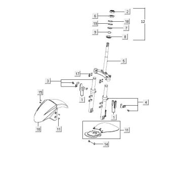 Fourche avant Kymco Agility 10' 4 temps bleu sportif