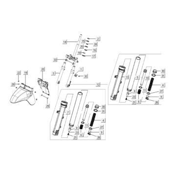 Fourche avant Kymco Like 125cc