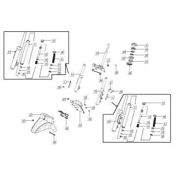 Fourche avant Kymco Like à partir de 2018 rouge