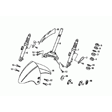 Fourche avant/garde boue avant/casque SYM Orbit II Euro 4 marron mat