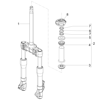 Fourche avant/tube de direction - Groupe de roulements de direction Piaggio Beverly 125 RST 4T 4V IE E3 2010-2015 (EMEA)