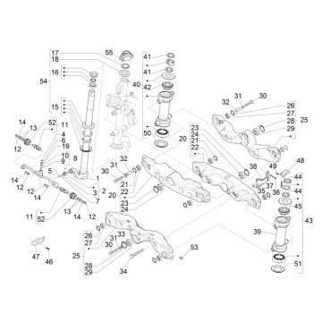 Fourche avant/tube de direction - Groupe de roulements de direction Piaggio MP3 300 HPE/300 HPE SPORT E5 ABS 2020-2022 (EMEA)