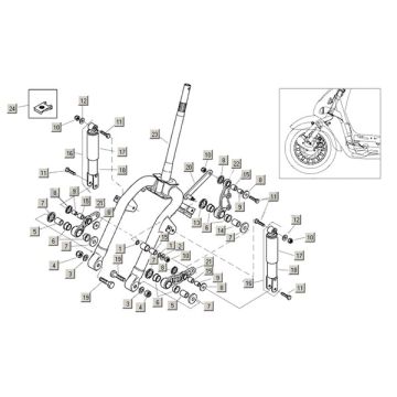 Fourche avant+accessoires Aprilia Habana 2t (moteur Aprilia) 1999 - 2004