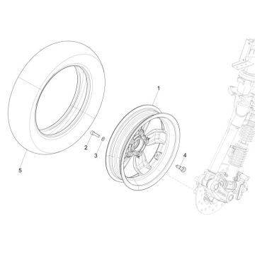 Roue avant Vespa Primavera 4 temps 3 soupapes (injection euro4 iget)
