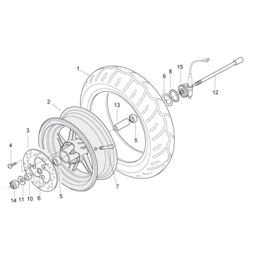 Roue avant Aprilia SR 50 H2O ie+carb 2004-2009 orange