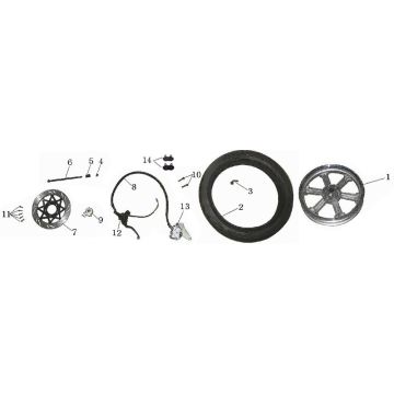 Roue avant China Touring bleu