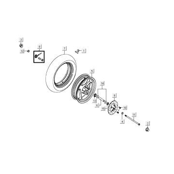 Roue avant Kymco Delivery 4 temps blanc