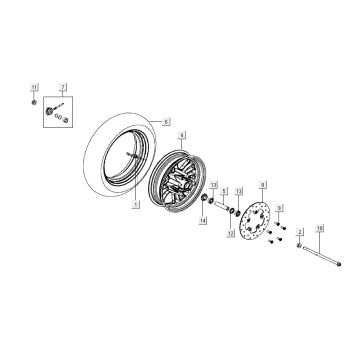 Roue avant Kymco Like 4 temps noir brillant comme T T