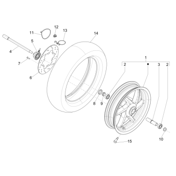 Roue avant Piaggio NRG Power DD 2007-2017