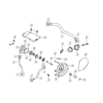 Pompe à eau Kymco Super9 2t lc o.m noir mat-argent
