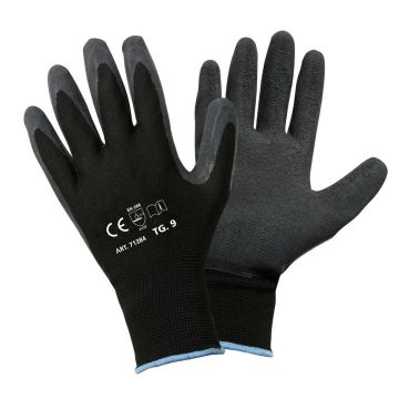 Gants d'atelier enduits en latex noir Lampa avec revêtement antidérapant
