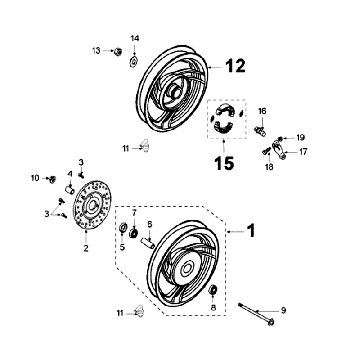 Roues - Disque de frein D160 Peugeot V-clic Silver Grey