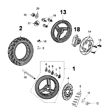 Roues Peugeot Jet Force LC noires