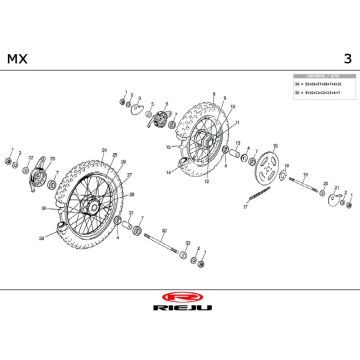 Roues Rieju MX orange 2000 2 temps