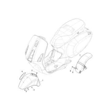 Garde boue avant Vespa Primavera 4 temps 3 soupapes (injection euro4 iget) white fusion 544