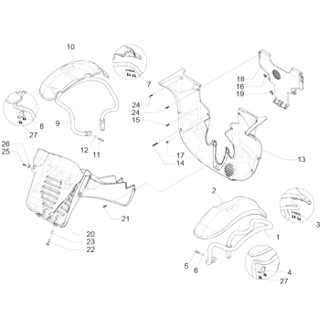 Espace de roue - Garde-boue Piaggio MP3 500 LT Sport 2014-2016