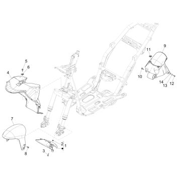 Espace de roue - garde boue Piaggio NRG Power DD 2007-2017 noir météore 94/A
