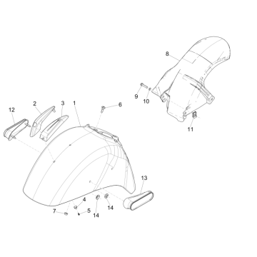 Garde boue espace de roue Vespa GTS 300 ie 2008-2016 (avec et sans ABS) gris mat 742/B