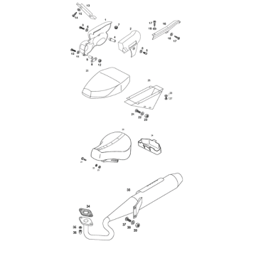 Zadel - uitlaat - drager - zijkappen Tomos FLEXER EX (L0-L2)