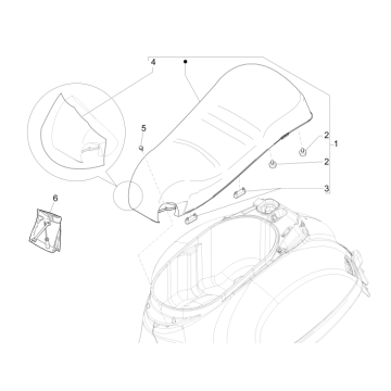 Selle Vespa GTS 300 ie 2008-2016 (avec et sans ABS) noire 85/B