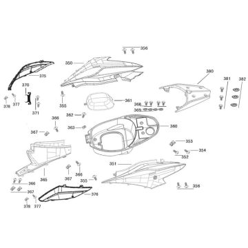 Carénages latéraux - Coffre à casque - Porte-bagages arrière AGM R8 50 4T AC smokey