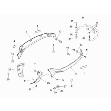 Jupes latérales - Support de ramassage Vespa Lx 25 km 4 temps 2 soupapes noir mat 79/A