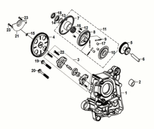 R. crank case & oil pump assy Sym Fiddle IV 125i AC CBS E5 2020-2021