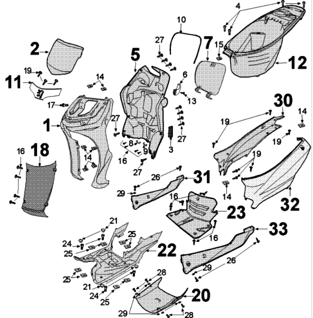 Beplating Peugeot Tweet 125 V E3 2013-2017 ONYX GREY (I6)