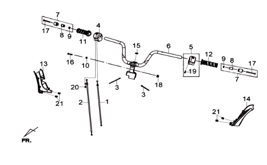 Leviers de direction et de frein KPL. Gauche droite Sym Joymax 300I ABS E3 2014-2016